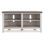 Meuble TV d'angle avec 4 étagères – Gris et blanc rustique, 122 cm