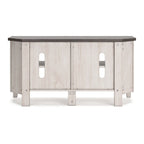 Meuble TV d'angle avec 4 étagères – Gris et blanc rustique, 122 cm