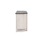 Meuble TV d'angle avec 4 étagères – Gris et blanc rustique, 122 cm