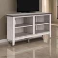 Meuble TV d'angle avec 4 étagères – Gris et blanc rustique, 122 cm