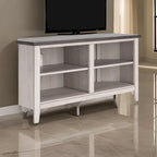 Meuble TV d'angle avec 4 étagères – Gris et blanc rustique, 122 cm