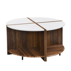 Table basse ronde industrielle avec rangement double-couche - Blanche