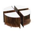 Table basse ronde industrielle avec rangement double-couche - Blanche