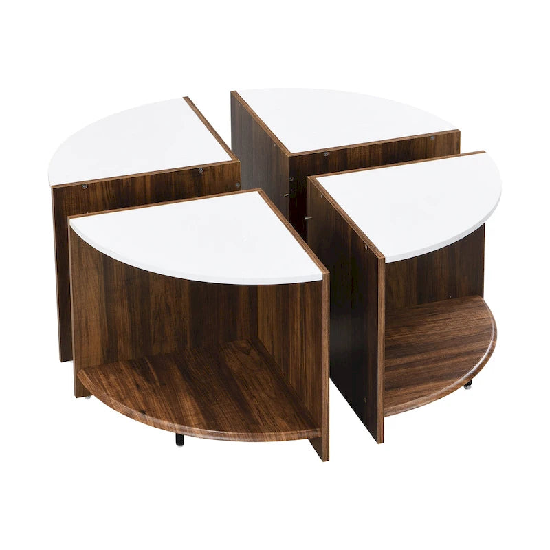 Table basse ronde industrielle avec rangement double-couche - Blanche