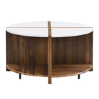 Table basse ronde industrielle avec rangement double-couche - Blanche