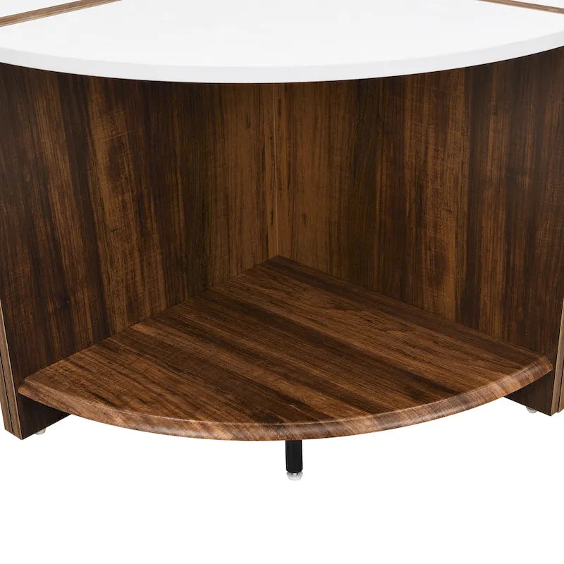 Table basse ronde industrielle avec rangement double-couche - Blanche