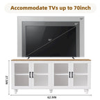 Meuble TV avec étagères et portes en verre trempé pour téléviseurs jusqu'à 70 po