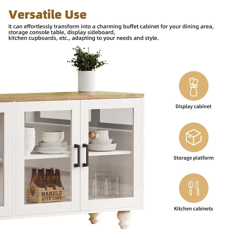 Meuble TV avec étagères et portes en verre trempé pour téléviseurs jusqu'à 70 po