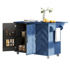 Îlot de cuisine de ferme de 130 cm avec abattant, étagère de rangement interne et roulettes