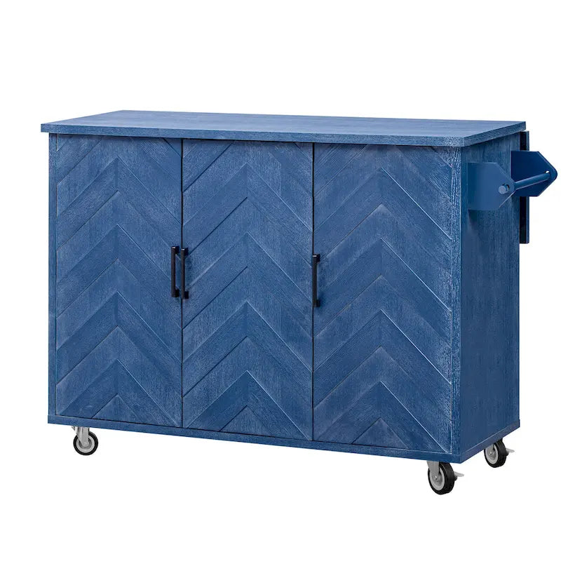 Îlot de cuisine de ferme de 130 cm avec abattant, étagère de rangement interne et roulettes