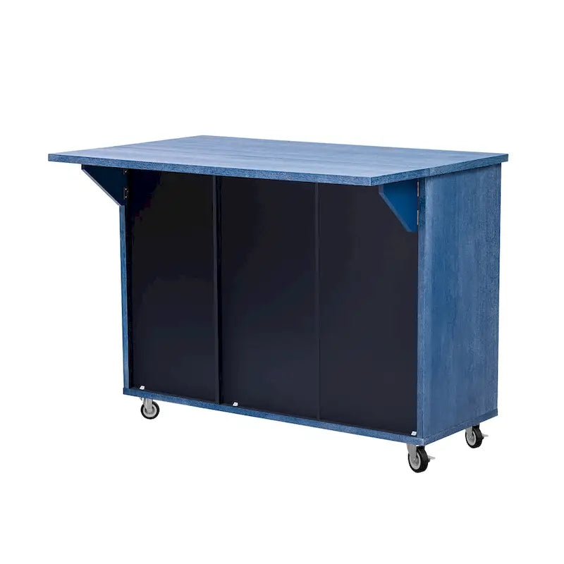 Îlot de cuisine de ferme de 130 cm avec abattant, étagère de rangement interne et roulettes