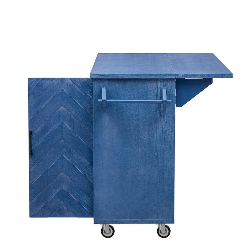 Îlot de cuisine de ferme de 130 cm avec abattant, étagère de rangement interne et roulettes