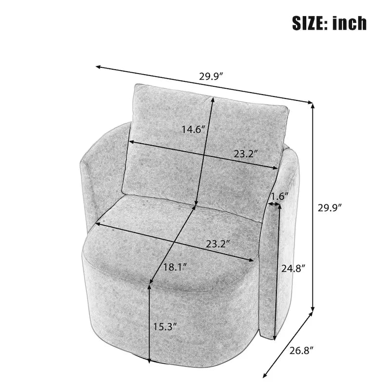 Fauteuil d'appoint pivotant à 360° avec design ergonomique incurvé - 76 cm L