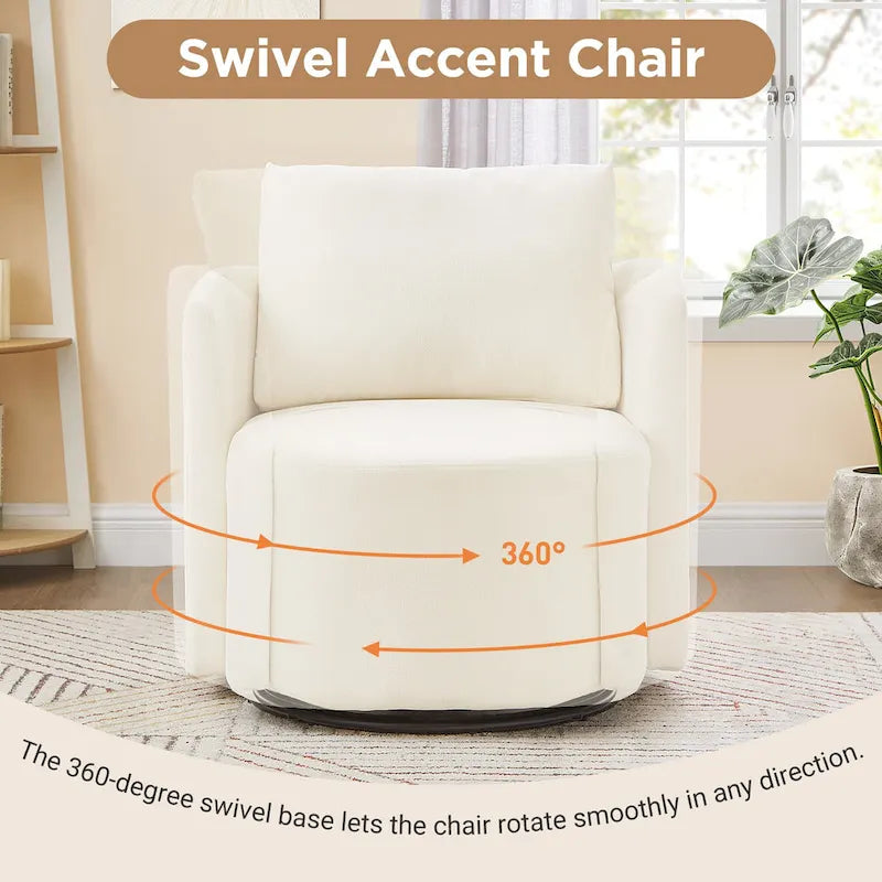 Fauteuil d'appoint pivotant à 360° avec design ergonomique incurvé - 76 cm L