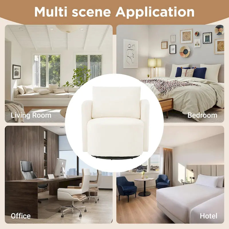 Fauteuil d'appoint pivotant à 360° avec design ergonomique incurvé - 76 cm L