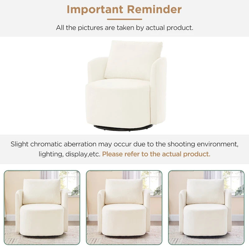 Fauteuil d'appoint pivotant à 360° avec design ergonomique incurvé - 76 cm L