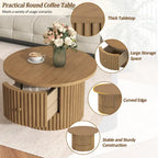 Table basse de ferme ronde de 30,5 pouces avec tiroir et base à lattes verticales