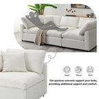 Canapé sectionnel de veilleuse en forme de U en chenille beige de 330 cm avec pouf - 150 kg/place