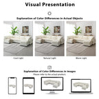 Canapé sectionnel de veilleuse en forme de U en chenille beige de 330 cm avec pouf - 150 kg/place