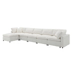 Canapé sectionnel de veilleuse en forme de U en chenille beige de 330 cm avec pouf - 150 kg/place