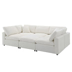Canapé sectionnel de veilleuse en forme de U en chenille beige de 330 cm avec pouf - 150 kg/place