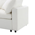 Canapé sectionnel de veilleuse en forme de U en chenille beige de 330 cm avec pouf - 150 kg/place