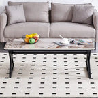 Table basse rectangulaire moderne de 120 cm avec plateau en pierre frittée et pieds en métal en forme de X