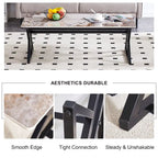 Table basse rectangulaire moderne de 120 cm avec plateau en pierre frittée et pieds en métal en forme de X