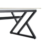 Table basse rectangulaire moderne de 120 cm avec plateau en pierre frittée et pieds en métal en forme de X