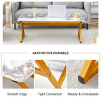 Table basse rectangulaire moderne de 120 cm avec plateau en pierre frittée et pieds en métal en forme de X