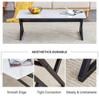 Table basse rectangulaire moderne de 120 cm avec plateau en pierre frittée et pieds en métal en forme de X