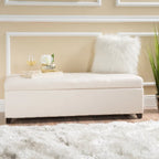 Banc Ottoman de Rangement en Tissu avec Capitonnage Gaufré et Couvercle à Fermeture Douce