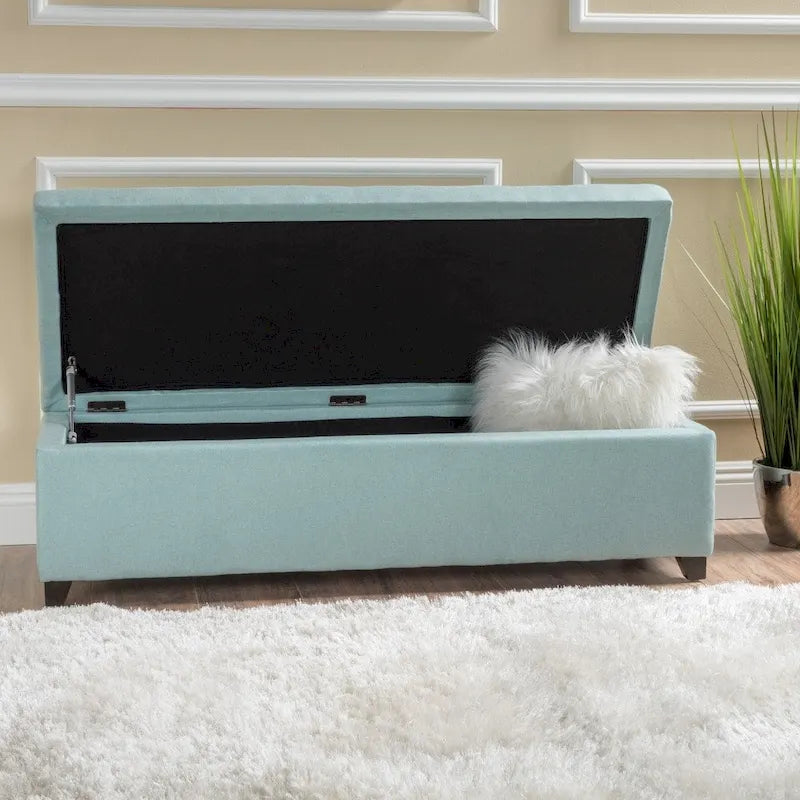 Banc Ottoman de Rangement en Tissu avec Capitonnage Gaufré et Couvercle à Fermeture Douce