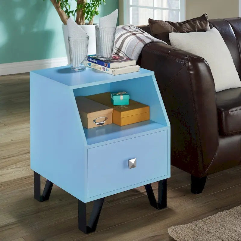 Table d'appoint contemporaine 16" avec tiroir et étagère ouverte - Plusieurs couleurs