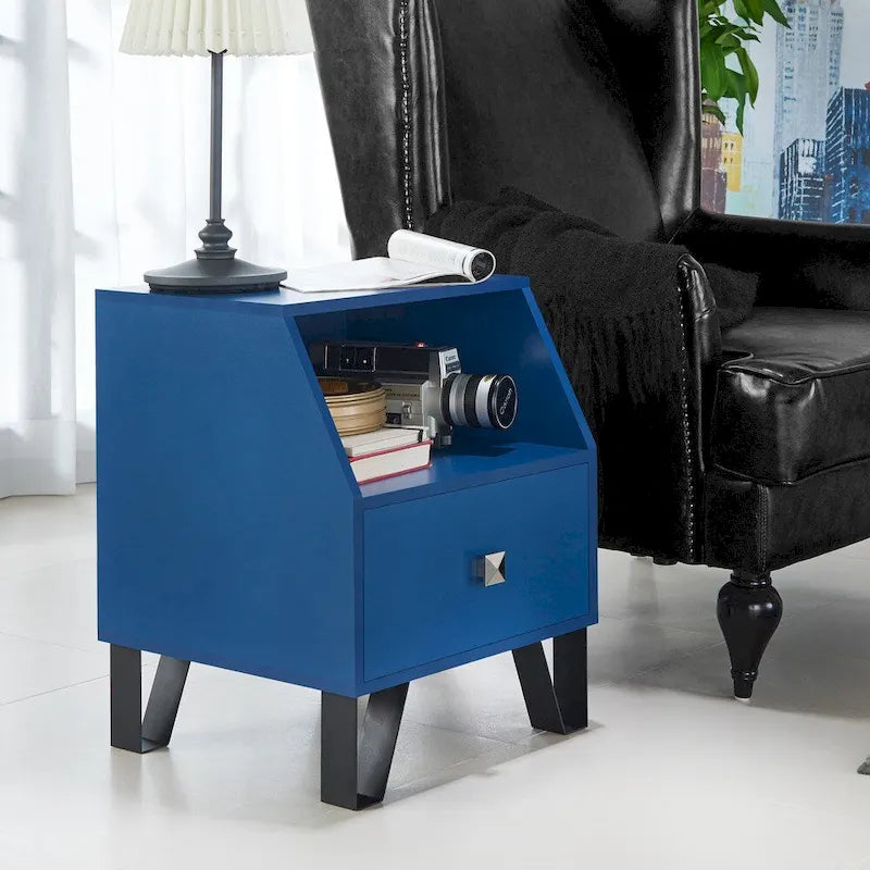 Table d'appoint contemporaine 16" avec tiroir et étagère ouverte - Plusieurs couleurs