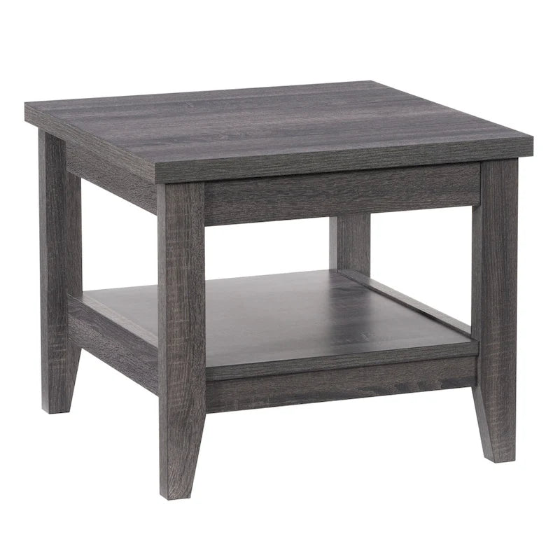 Table d'appoint Mid-Century Modern avec étagère inférieure - Gris foncé