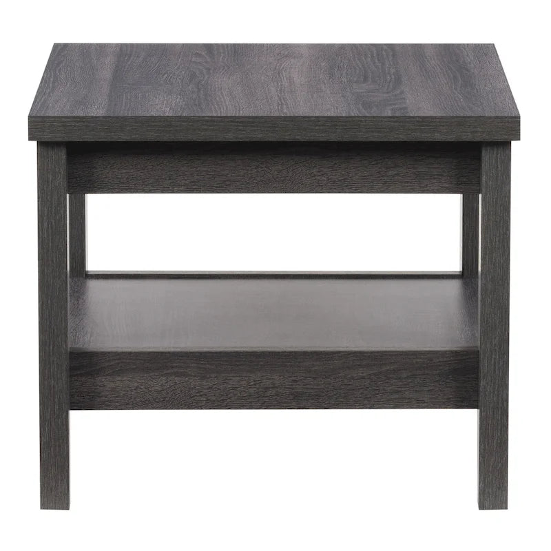 Table d'appoint Mid-Century Modern avec étagère inférieure - Gris foncé