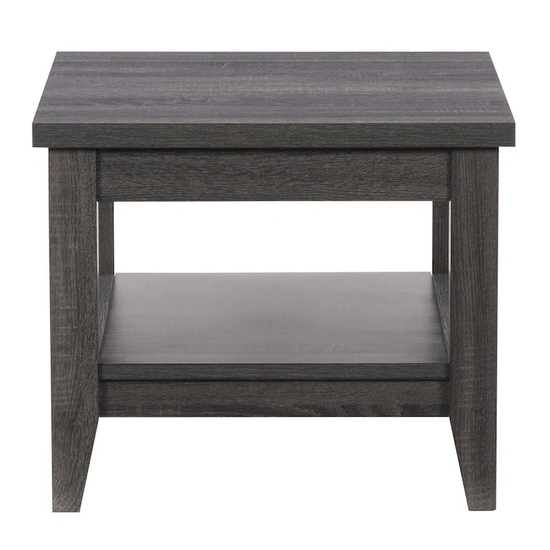 Table d'appoint Mid-Century Modern avec étagère inférieure - Gris foncé