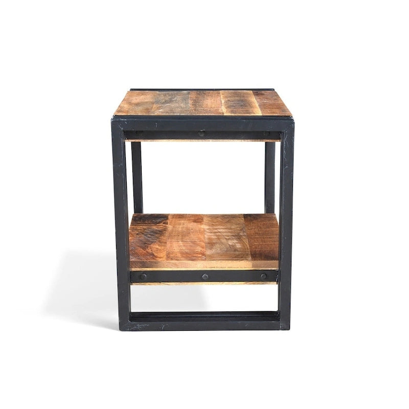 Table d'appoint artisanale en bois de récupération - 24 x 16 x 20 po