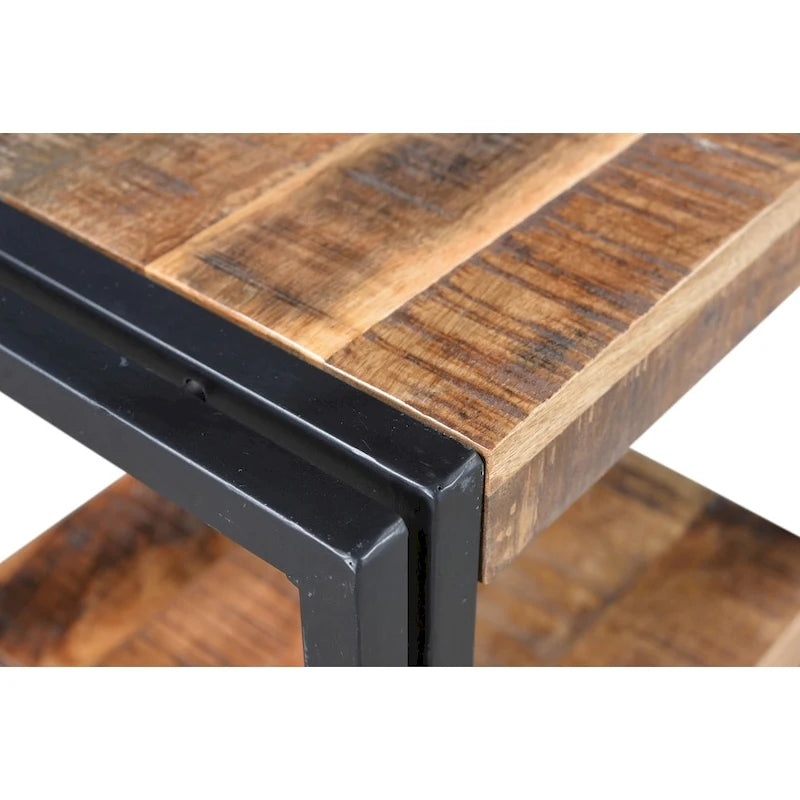 Table d'appoint artisanale en bois de récupération - 24 x 16 x 20 po