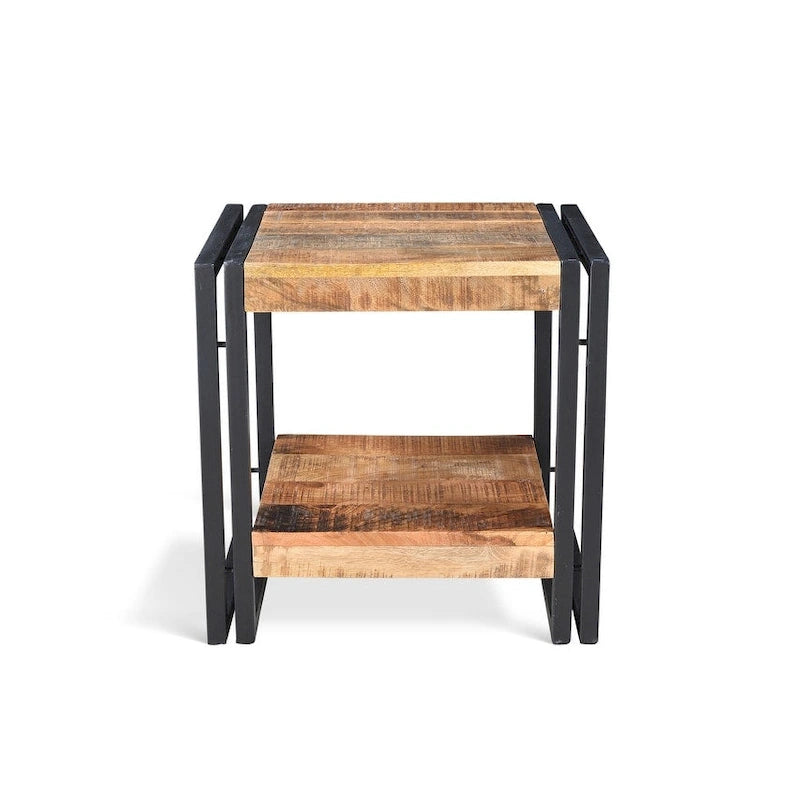 Table d'appoint artisanale en bois de récupération - 24 x 16 x 20 po