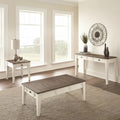 Table basse de ferme bicolore avec tiroirs de rangement - Blanc antique et chêne foncé