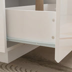 Table basse laquée de 120 cm de long avec éclairage LED et 3 niches de rangement ouvertes