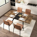 Table à manger rectangulaire extensible rétro avec plateau central embossé - Gris/Marron