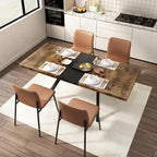 Table à manger rectangulaire extensible rétro avec plateau central embossé - Gris/Marron