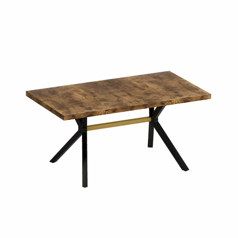 Table à manger rectangulaire extensible rétro avec plateau central embossé - Gris/Marron