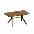 Table à manger rectangulaire extensible rétro avec plateau central embossé - Gris/Marron