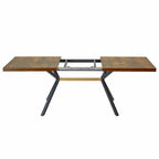 Table à manger rectangulaire extensible rétro avec plateau central embossé - Gris/Marron
