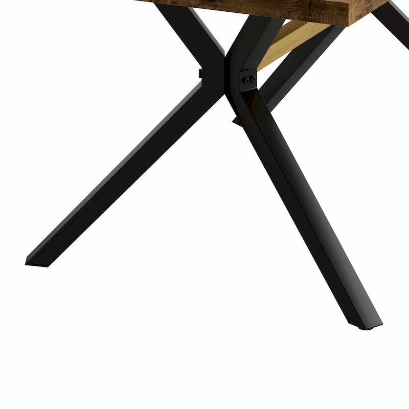 Table à manger rectangulaire extensible rétro avec plateau central embossé - Gris/Marron