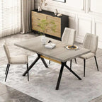 Table à manger rectangulaire extensible rétro avec plateau central embossé - Gris/Marron